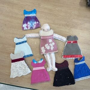 Handmade Doll and 8 Dress Set